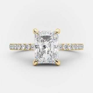 1.51 - 3.51 CT Radiant Cut Solitaire & Hidden Halo Setting Moissanite Engagement Ring - crownmoissanite