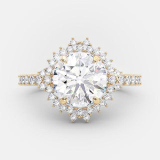 2.0 CT Round Shaped Moissanite Cluster Engagement Ring - crownmoissanite
