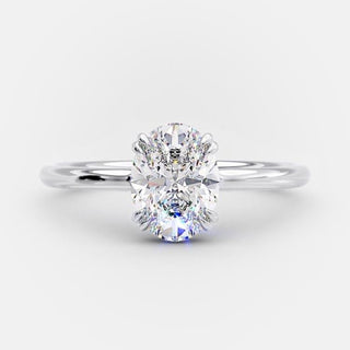1.33 CT Oval Solitaire Hidden Halo Style Moissanite Engagement Ring - crownmoissanite