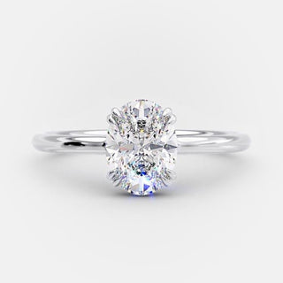 1.33 CT Oval Shaped Moissanite Hidden Halo Engagement Ring - crownmoissanite