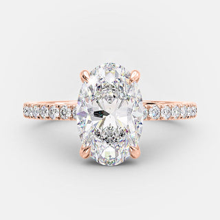 4.0 CT Oval Cut Solitaire & Pave Moissanite Engagement Ring - crownmoissanite