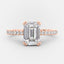 1.55 CT Emerald Shaped Moissanite Hidden Halo Engagement Ring - crownmoissanite
