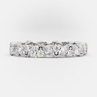 0.80 TCW Marquise and Round Cut Alternative Style Wedding Band - crownmoissanite