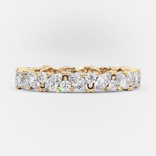 0.80 TCW Marquise and Round Cut Alternative Style Wedding Band - crownmoissanite