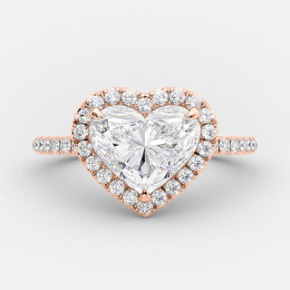 2.0 CT Heart Shaped Moissanite Halo Engagement Ring - crownmoissanite