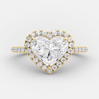 2.0 CT Heart Shaped Moissanite Halo Engagement Ring - crownmoissanite