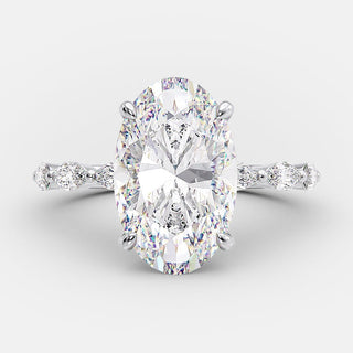 4.0 CT Oval Cut Dainty Style Pave Moissanite Engagement Ring - crownmoissanite