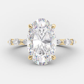 4.0 CT Oval Cut Dainty Style Pave Moissanite Engagement Ring - crownmoissanite