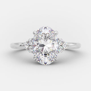 2.72 CT Oval Cut Cluster Setting Moissanite Engagement Ring - crownmoissanite