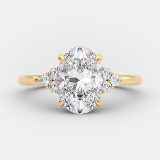 2.72 CT Oval Cut Cluster Setting Moissanite Engagement Ring - crownmoissanite