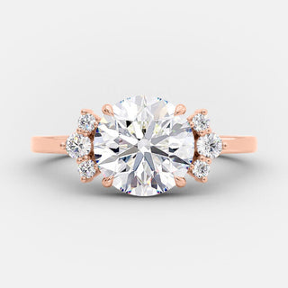 2.0 CT Round Shaped Moissanite Cluster Engagement Ring - crownmoissanite