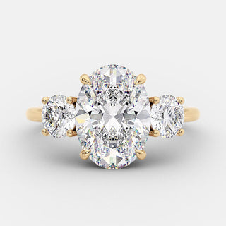 2.1 CT Oval Three Stone Moissanite Engagement Ring - crownmoissanite