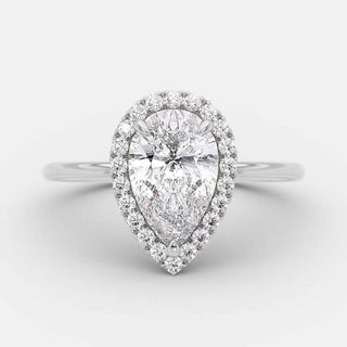 2.5 CT Pear Halo Style Moissanite Engagement Ring - crownmoissanite