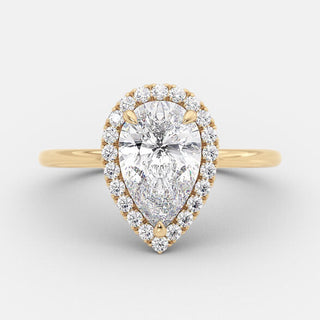 2.5 CT Pear Halo Style Moissanite Engagement Ring - crownmoissanite