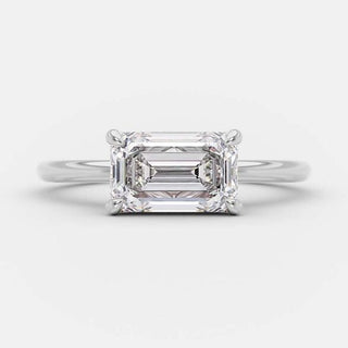 1.5 CT Emerald East West Solitaire Moissanite Engagement Ring - crownmoissanite