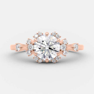 1.0 CT Round Cut Cluster Art Deco Style Moissanite Engagement Ring - crownmoissanite