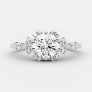 1.0 CT Round Cut Cluster Art Deco Style Moissanite Engagement Ring - crownmoissanite