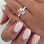 2.23 CT Emerald Cut Three Stone Moissanite Engagement Ring - crownmoissanite