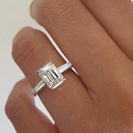 2.23 CT Emerald Cut Three Stone Moissanite Engagement Ring - crownmoissanite