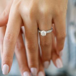 1.0 CT Round Shaped Solitaire Pave Moissanite Engagement Ring - crownmoissanite