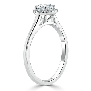 0.75 Carats Round Shape Halo Moissanite Diamond Engagement Ring - crownmoissanite