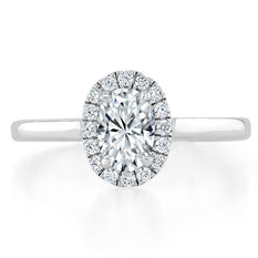 0.75 CT Oval Cut Halo Moissanite Engagement Ring - crownmoissanite