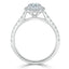 0.75 CT Round Cut Halo Pave Moissanite Engagement Ring - crownmoissanite