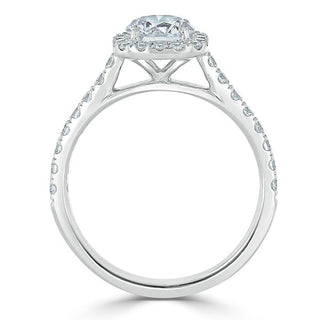 0.75 CT Round Cut Halo Pave Moissanite Engagement Ring - crownmoissanite