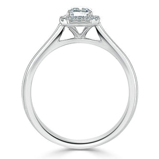 0.75 CT Emerald Cut Halo Moissanite Engagement Ring - crownmoissanite