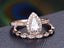 1.0 CT Pear Cut Halo Milgrain Style Moissanite Bridal Ring Set - crownmoissanite