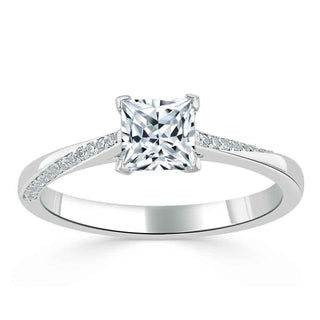 0.75 CT Princess Cut Solitaire Moissanite Engagement Ring - crownmoissanite