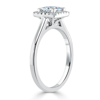 1.0 CT Princess Cut Halo Moissanite Engagement Ring - crownmoissanite