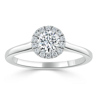 0.75 CT Round Cut Halo Moissanite Engagement Ring - crownmoissanite