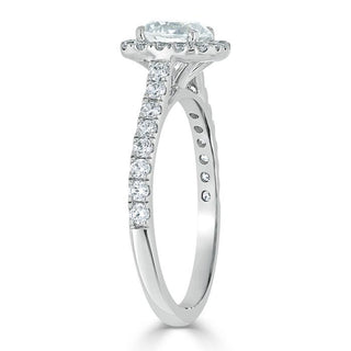 0.75 CT Round Cut Halo Pave Moissanite Engagement Ring - crownmoissanite