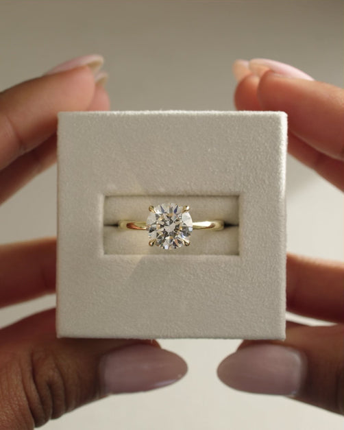 2.35 CT Round Cut Moissanite Hidden Halo Engagement Ring