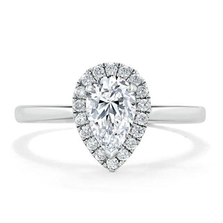 1.0 CT Pear Cut Halo Moissanite Engagement Ring - crownmoissanite