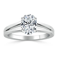 0.94 CT Oval Shaped Moissanite Solitaire Split Shank Engagement Ring - crownmoissanite