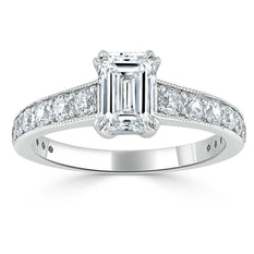 0.75 CT Emerald Cut Solitaire Moissanite Engagement Ring - crownmoissanite