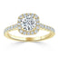 0.75 CT Round Cut Halo Pave Moissanite Engagement Ring - crownmoissanite