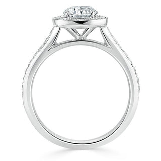 0.75 CT Round Cut Halo Pave Moissanite Engagement Ring - crownmoissanite