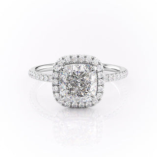 2.54 CT Cushion Cut Halo Style Moissanite Engagement Ring - crownmoissanite