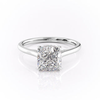 2.15 CT Cushion Cut Solitaire Moissanite Engagement Ring - crownmoissanite