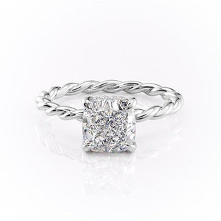 2.15 CT Cushion Cut Twisted Band Moissanite Engagement Ring - crownmoissanite