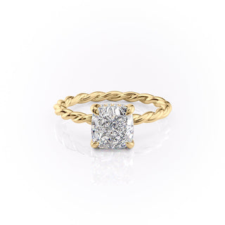 2.15 CT Cushion Cut Twisted Band Moissanite Engagement Ring - crownmoissanite