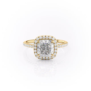 2.54 CT Cushion Cut Halo Style Moissanite Engagement Ring - crownmoissanite