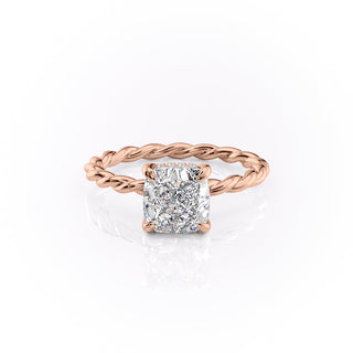 2.15 CT Cushion Cut Twisted Band Moissanite Engagement Ring - crownmoissanite