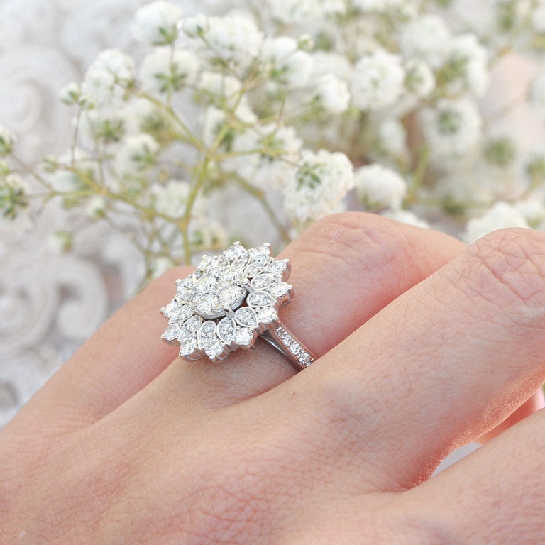 2.50 TCW Round Moissanite Double Halo Setting Engagement Ring