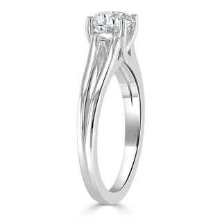 1.0 CT Cushion Cut Solitaire Split Shank Setting Moissanite Engagement Ring - crownmoissanite