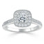 1.0 CT Cushion Cut Moissanite Halo Channel Pave Engagement Ring - crownmoissanite