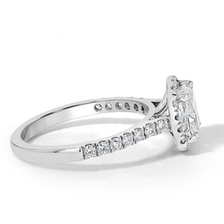 1.50 CT Cushion Shaped Moissanite Halo Engagement Ring - crownmoissanite